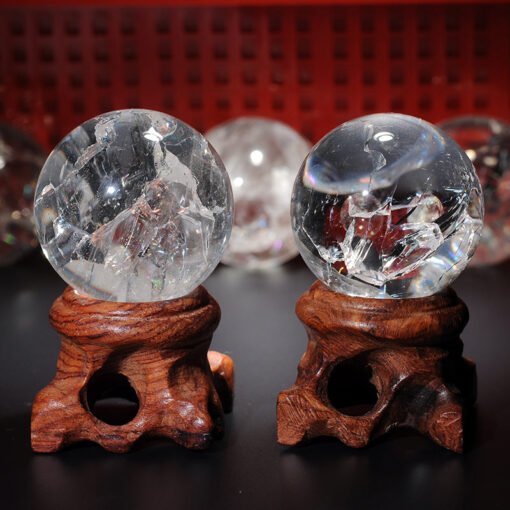 能量晶石收藏~天然喜马拉雅水晶白水晶球摆件彩虹冥想灵修能量石转运球家居摆件：圖片 3