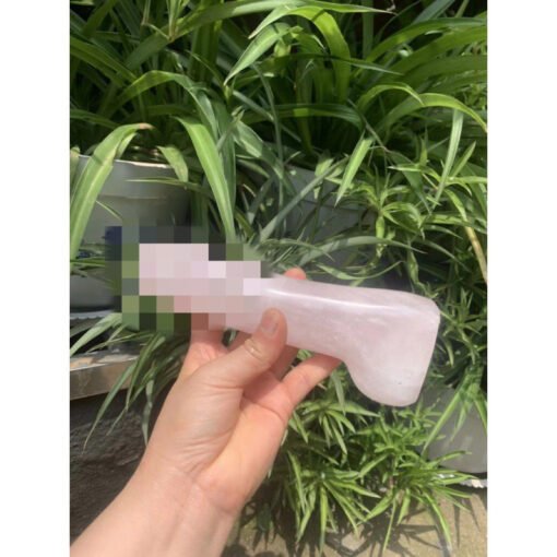 天然粉晶雕刻原石打磨水晶按摩棒：圖片 2