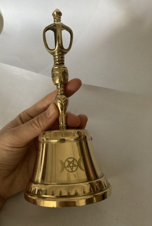 萨满仪式五芒星月亮摇铃纯黄铜祭坛摆件 铃铛巫师铃威卡 wicca：圖片 4