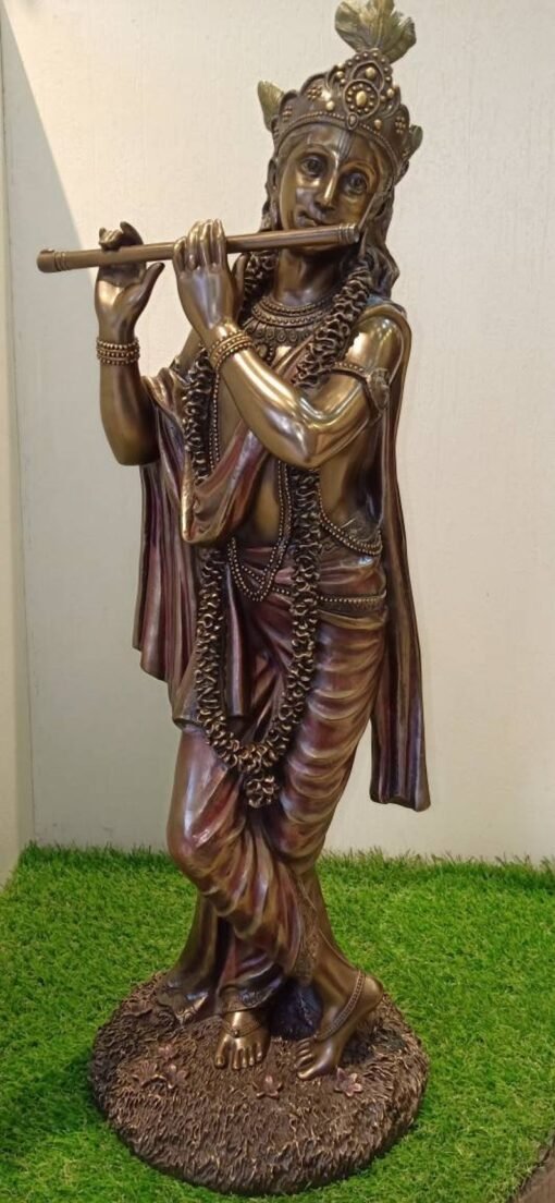 神秘学收藏~进口手工精制主克里希纳雕像62厘米 KRISHNA 印度教神 青铜神像：圖片 4