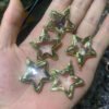 天然能量水晶 白水晶玻璃五角星吊坠纯手工包边金电镀  产品灵气师手工