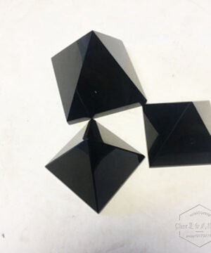 天然黑曜石金字塔 水晶摆件办公桌工艺品礼品盒套装
