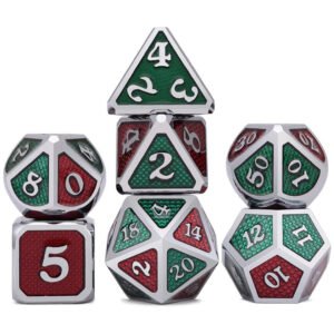 新款金属多面骰子7粒1套dice跑团数字色子龙与地下城桌游20面骰子