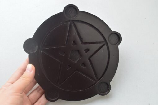 纯实木五芒星烛台祭坛盘仪式盘净化烛台装饰盘摆件 Altar：圖片 2
