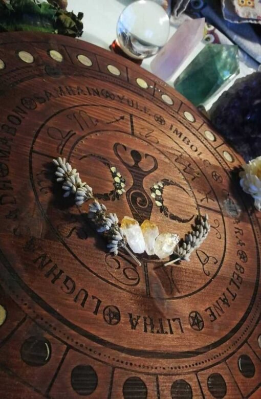 神秘学收藏~进口新月满月三女神年轮能量盘 灵气师手工定制收藏：圖片 3