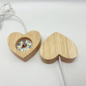 水晶球底座实木爱心灯座白光彩光LED插电USB球座床头台灯装饰摆件
