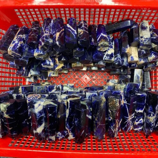 天然蓝纹柱子精品水晶雕刻件小摆件桌面摆件手工雕刻件装饰 买一送一：圖片 4