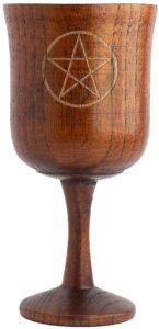 五芒星三相月圣杯 木质高脚杯 Wicca摆件 wooden cup