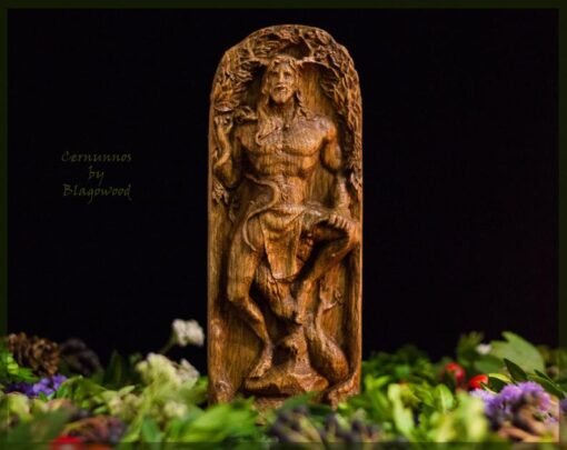 神秘学收藏~塞尔努诺斯 威卡魔法有角神雕像凯尔特异教徒神为异教家祭坛 实木：圖片 4