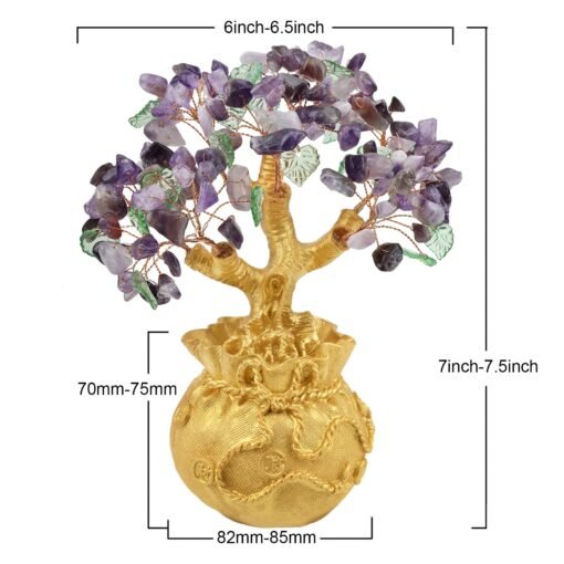 天然水晶碎石树 创意款钱袋底座摇钱树 桌面水晶 能量发生器 摆件 - 图片 10