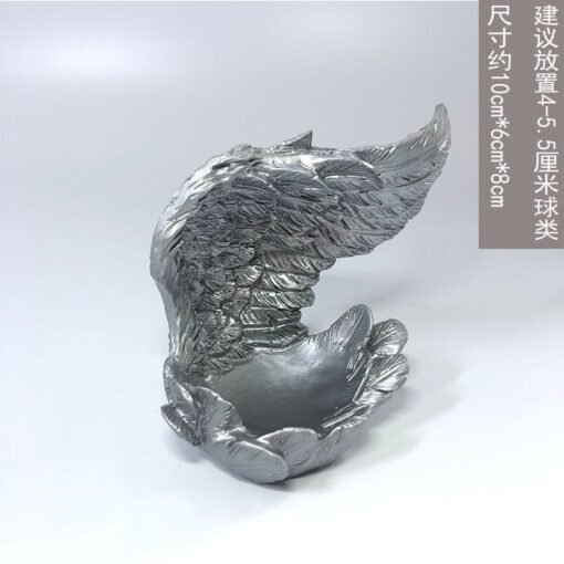 树脂底座托首饰饰品收纳盒天使之翼羽毛心形创意工艺品水晶球底座：圖片 14