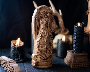 能量雕像系列~进口莫里根女神MORRIGAN雕像 个人手工木雕定制