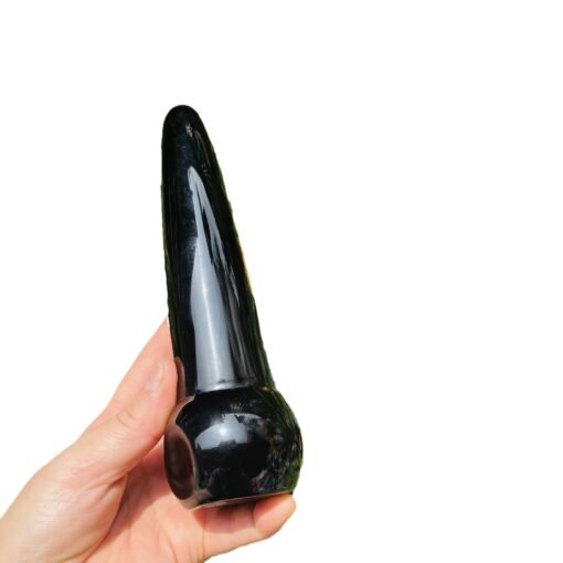 天然黑曜石雕刻打磨原石 水晶按摩棒：圖片 4