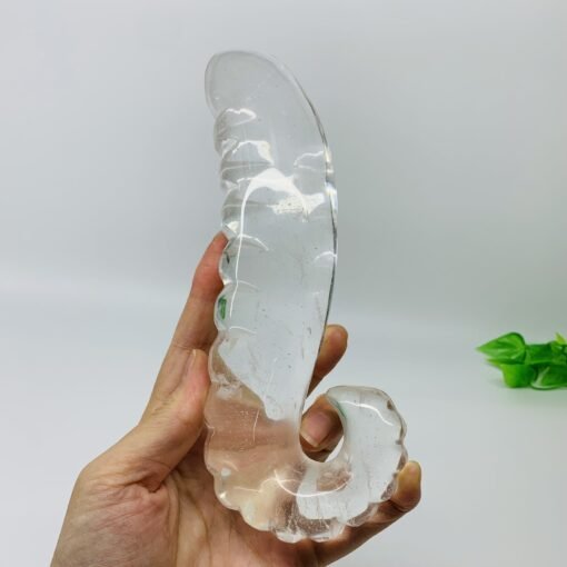 天然黑曜石白熔炼石水晶按摩棒摆件：圖片 6