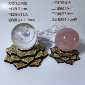 水晶球底座 榉木3D小夜灯创意莲花灯座LED七彩灯光工艺品摆件