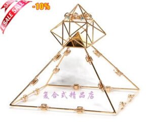 进口24K黄金金字塔带16个黄金水晶9寸【量子疗法和增强能量】