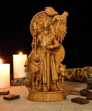 Alternative view of 进口北欧神话奥丁神像 沃坦/众神之父雕像手工艺术 橡木雕刻